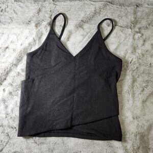 Aerie Black Cotton Modal Blend Criss Cross Wrap Front Crop Bra Tank Size S